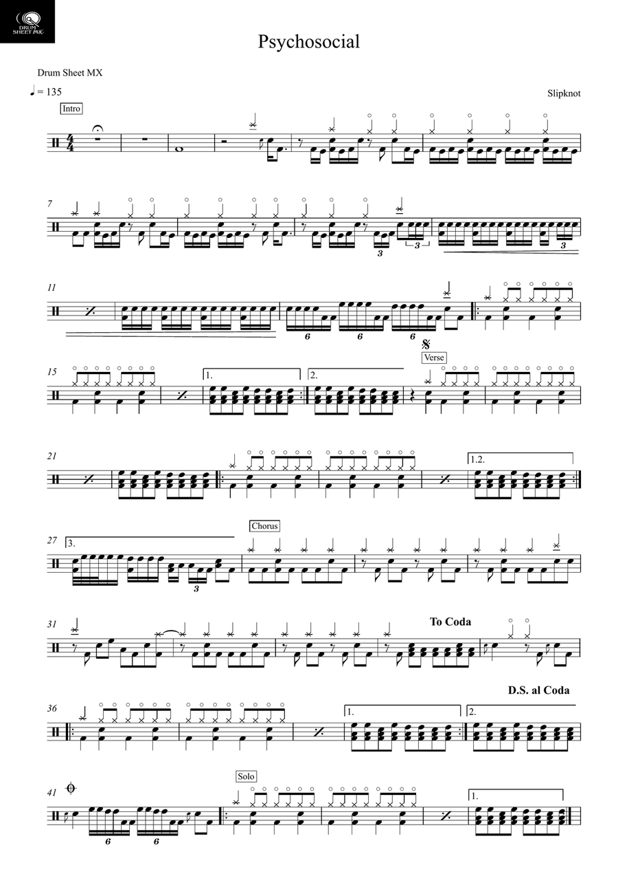 Psychosocial Psychosocial Drum Set scores gallery preview page 1