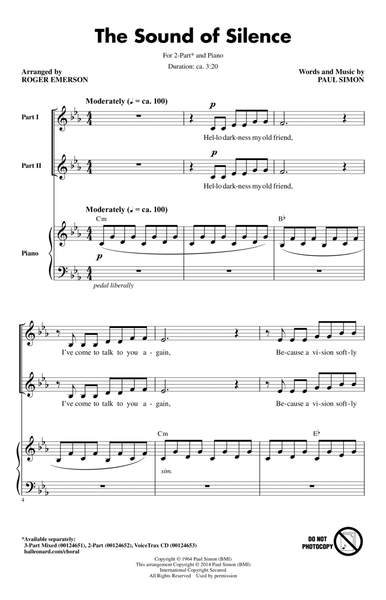 The Sound Of Silence (arr. Roger Emerson) by Simon And Garfunkel 2-Part - Digital Sheet Music