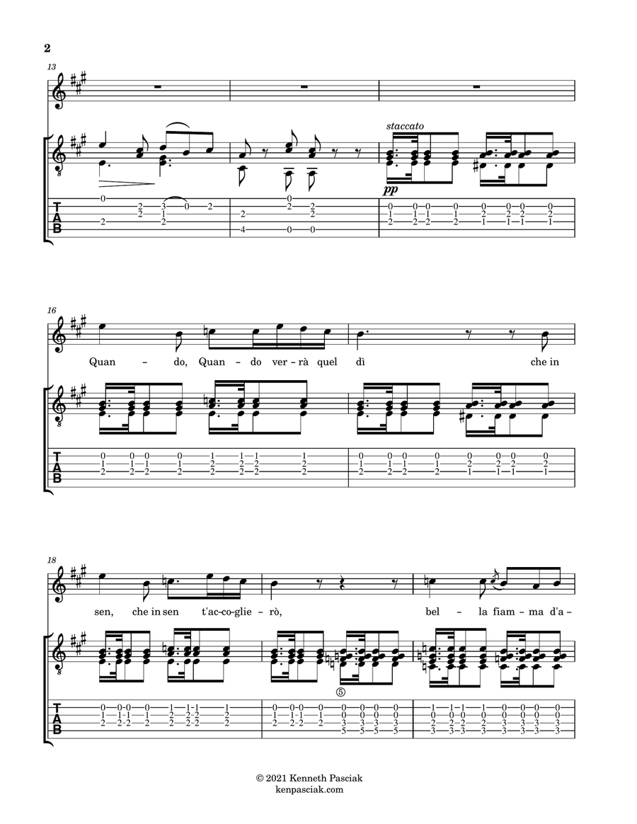 Il fervido desiderio (for Voice and Guitar) Acoustic Guitar scores gallery preview page 4