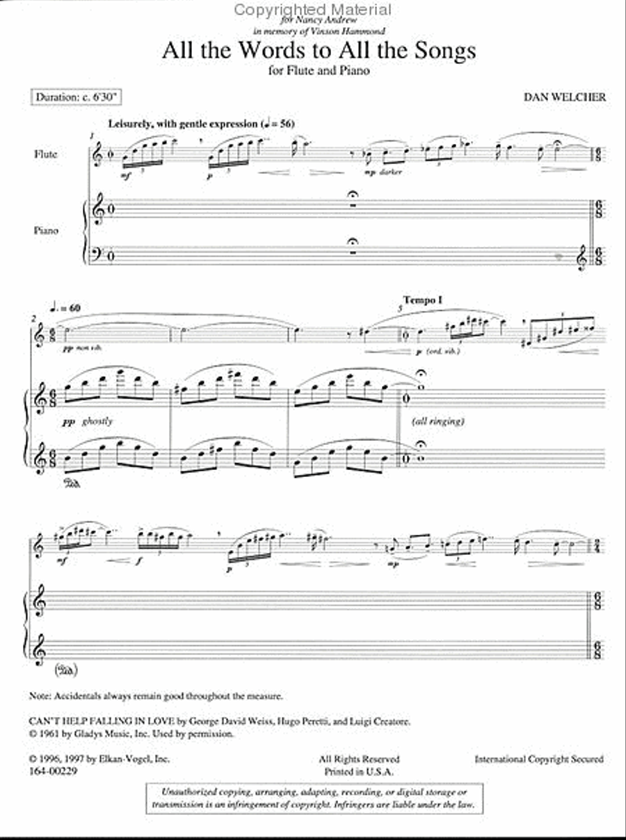 All the Words To All the Songs Chamber Music scores gallery preview page 2