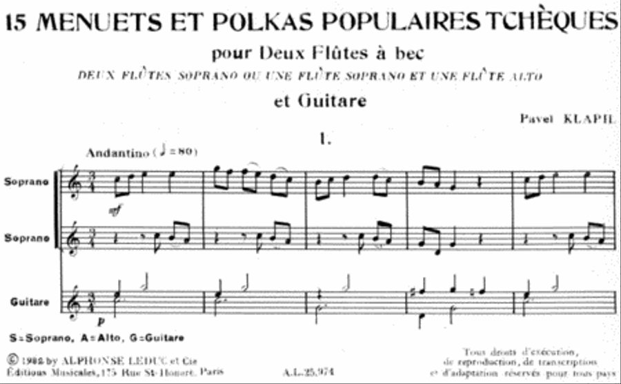 15 Menuets Et Polkas Populaires Tcheques (recorder & Guitar) Recorder scores gallery preview page 2