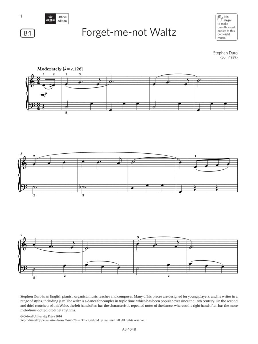 Forget-me-not Waltz (Grade 2, list B1, from the ABRSM Piano Syllabus 2023 & 2024) Piano Method scores gallery preview page 1