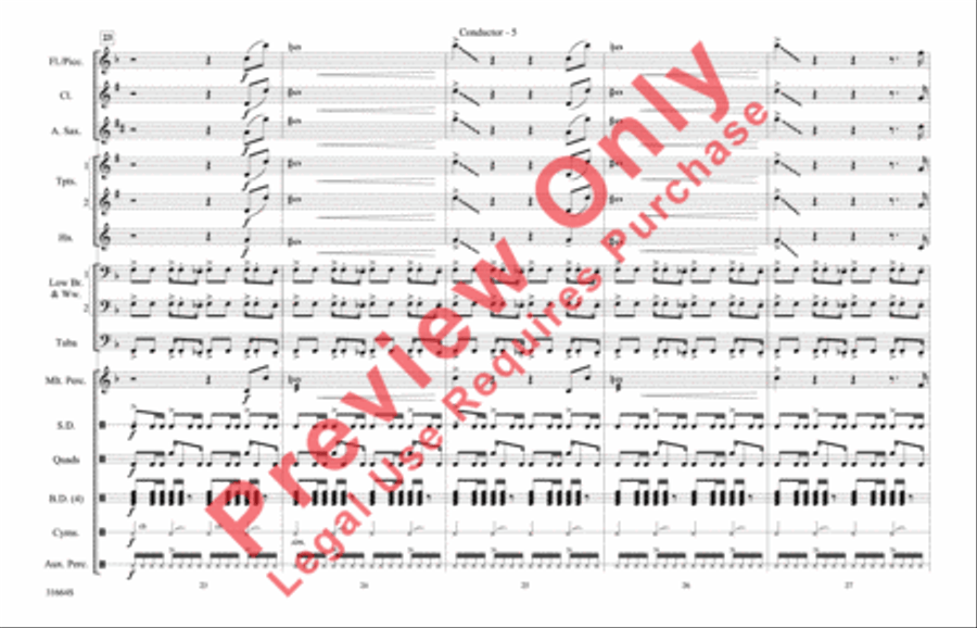 Immigrant Song (score only) Marching Band scores gallery preview page 6