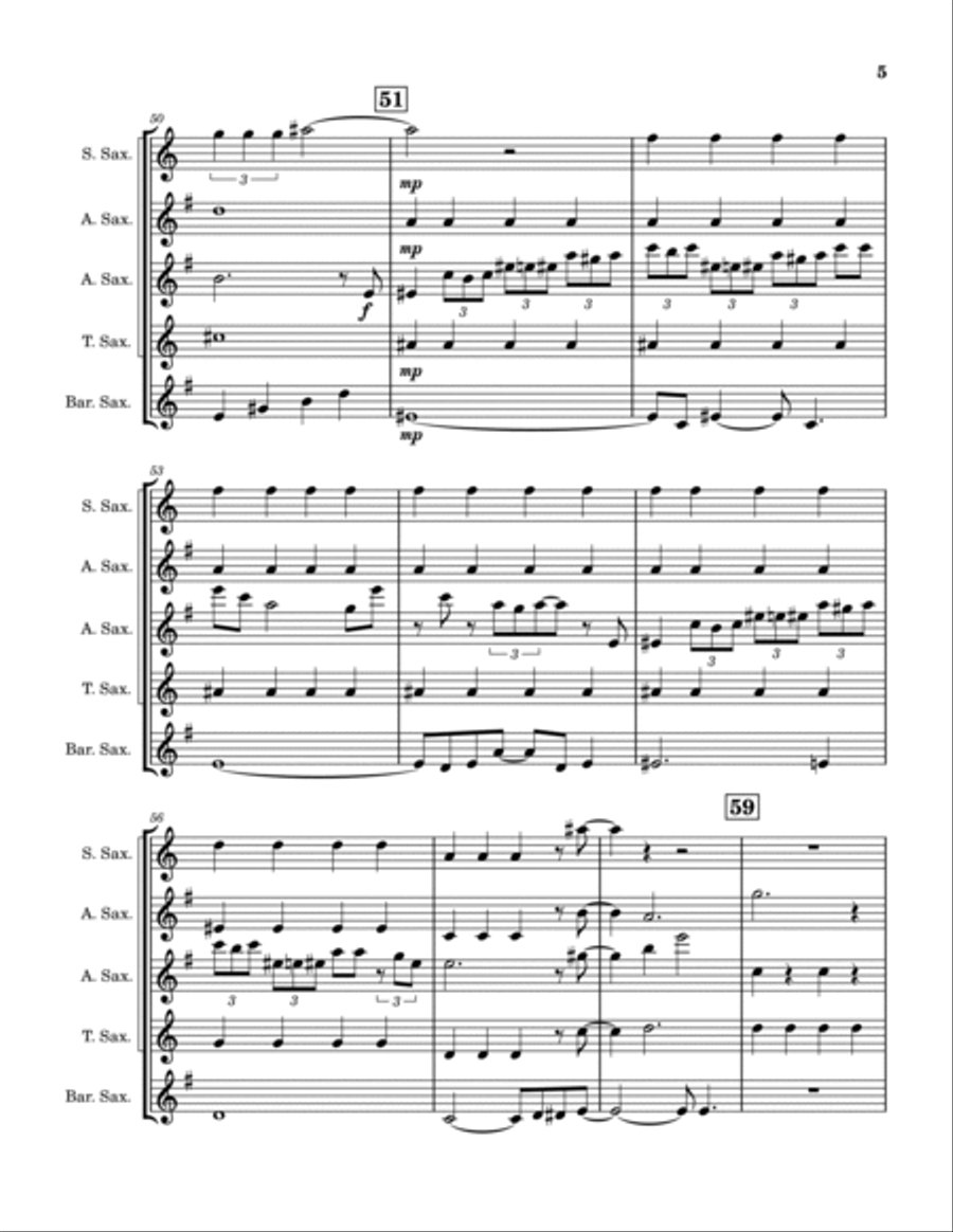 Cold As Ice Saxophone Quintet scores gallery preview page 6