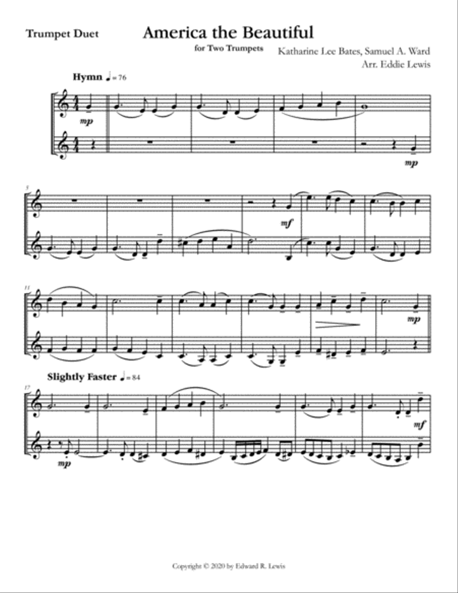 America the Beautiful Trumpet Duet Trumpet Duet scores gallery preview page 2