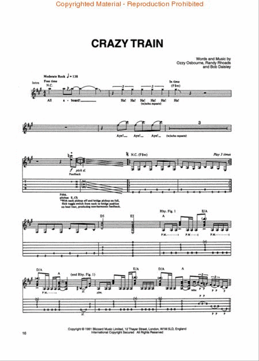 Ozzy Osbourne – Blizzard of Ozz Electric Guitar scores gallery preview page 3