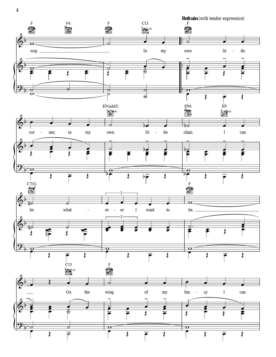 In My Own Little Corner (from Cinderella) Piano, Vocal, Guitar scores gallery preview page 2