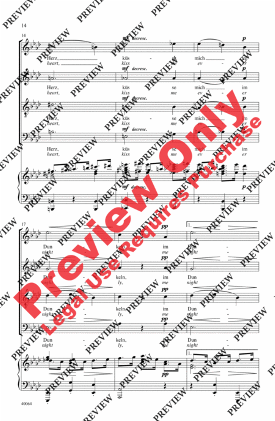 Three Liebeslieder Waltzes (from Liebeslieder Walzer, Opus 52) 4-Part scores gallery preview page 14