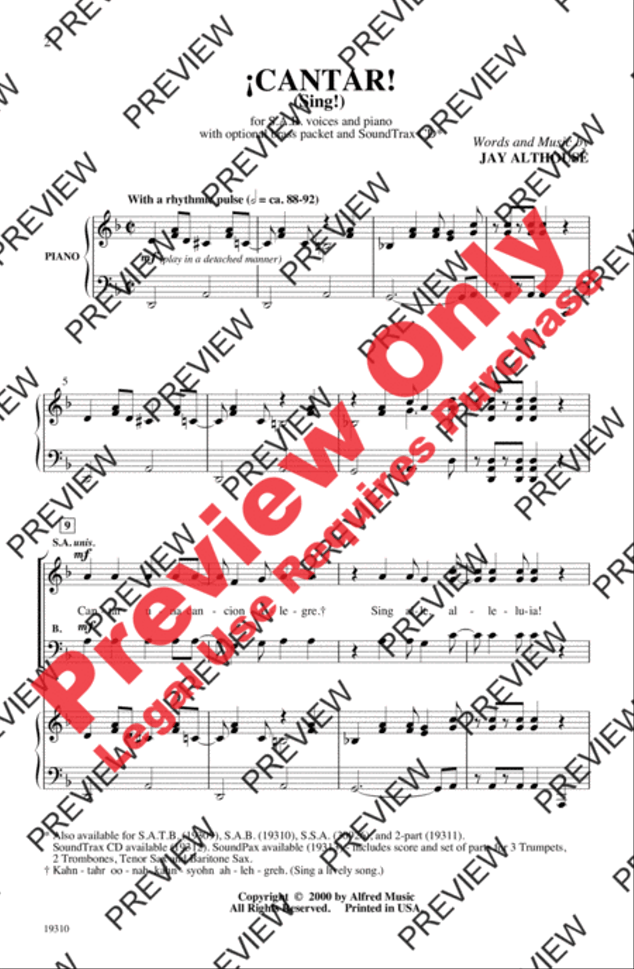 ¡Cantar! (Sing!) ¡Cantar! (Sing!) 3-Part scores gallery preview page 2