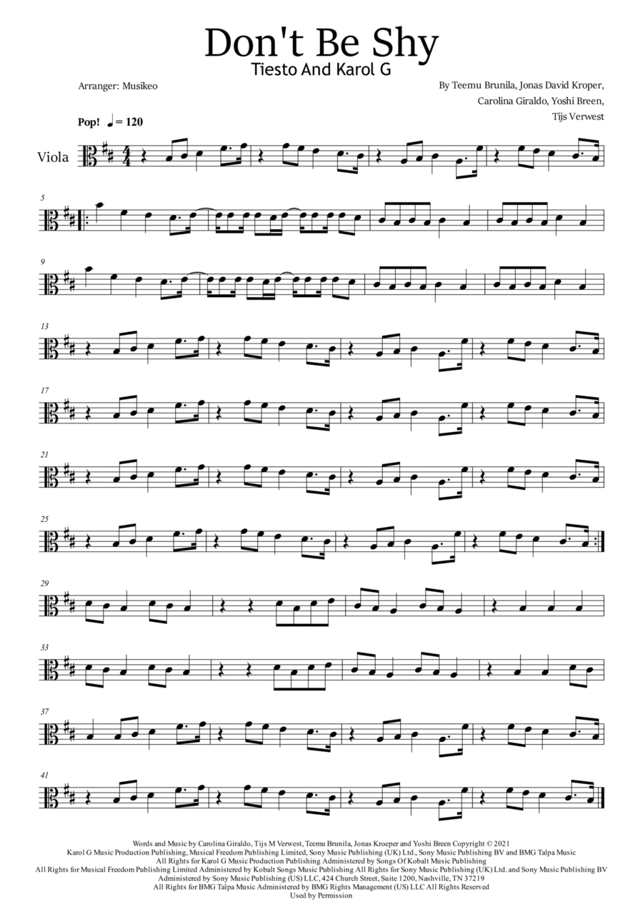 Don't Be Shy Viola Solo scores gallery preview page 1