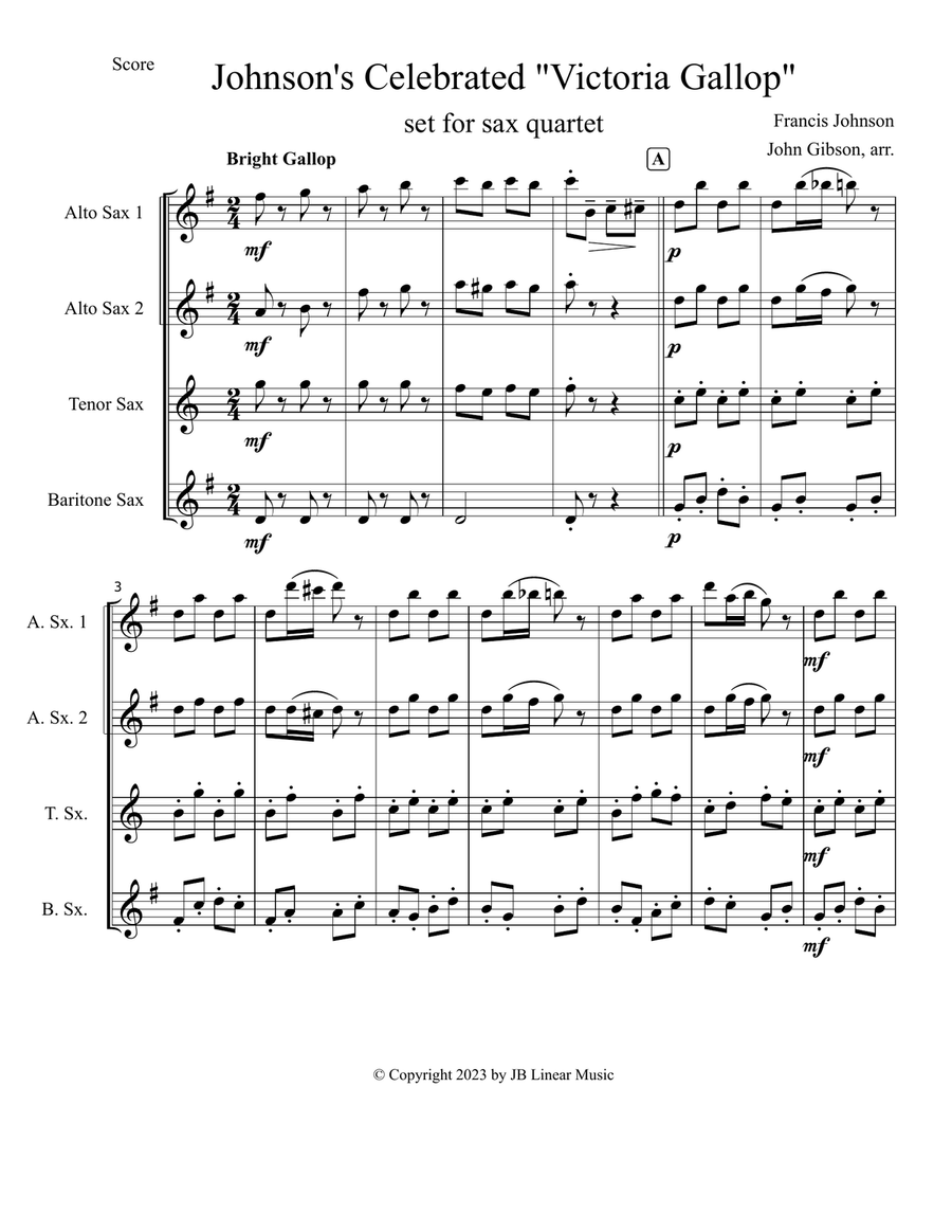 Victoria Gallop Saxophone Quartet scores gallery preview page 1