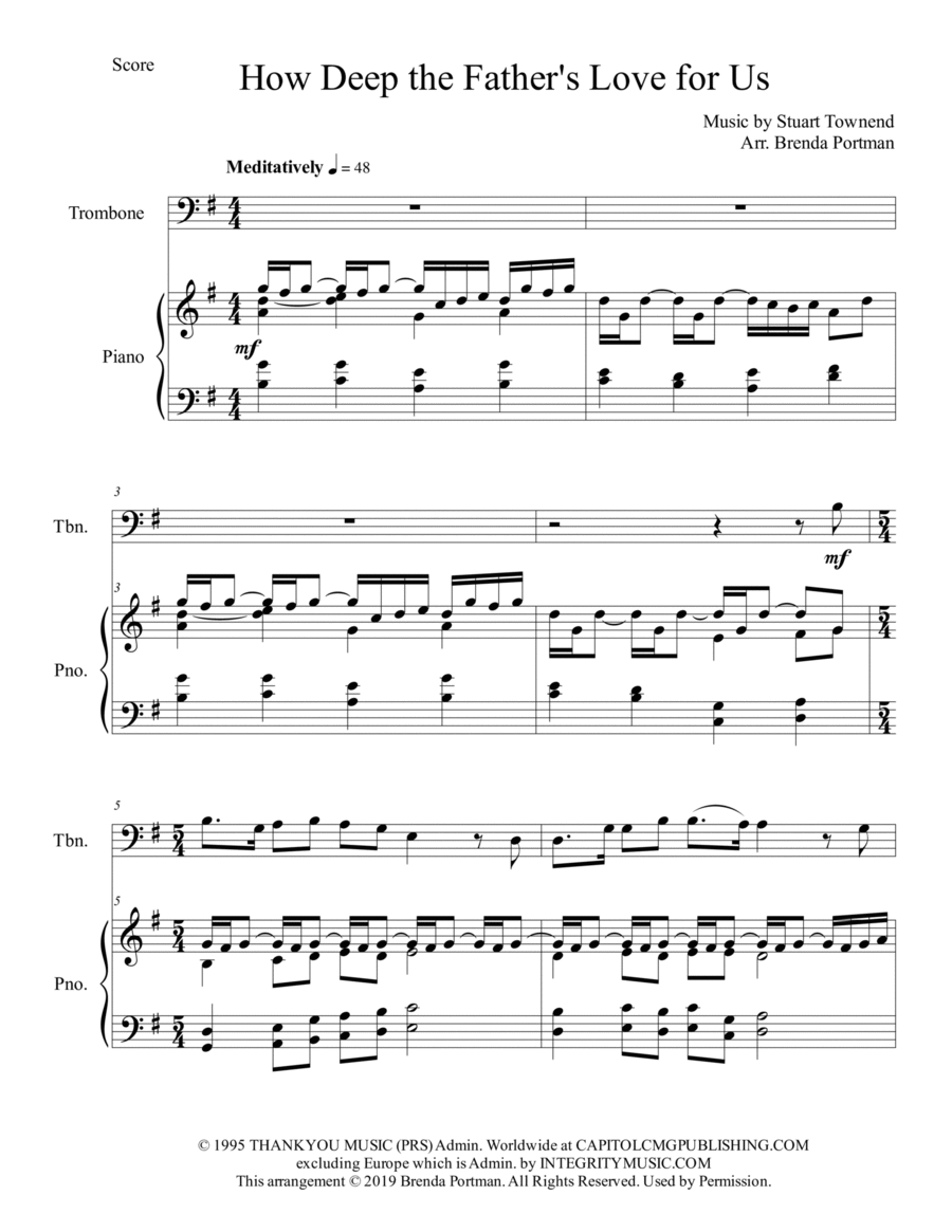 How Deep The Father's Love For Us Piano scores gallery preview page 1