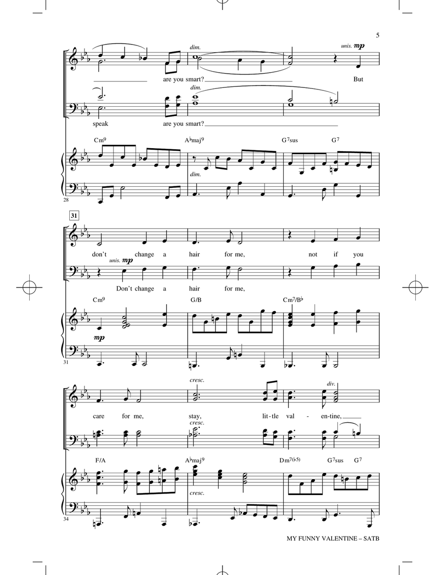 My Funny Valentine (arr. Mac Huff) 4-Part scores gallery preview page 4