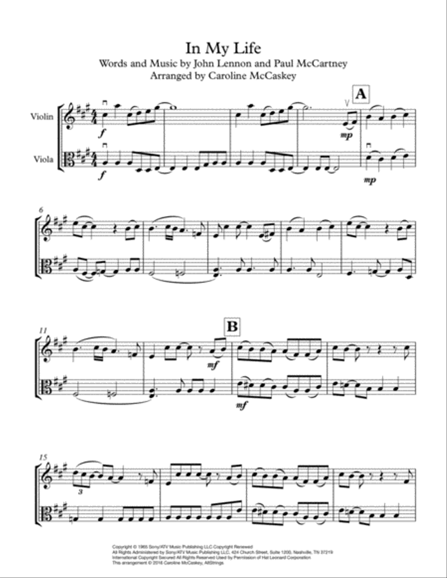 In My Life In My Life String Duet scores gallery preview page 2