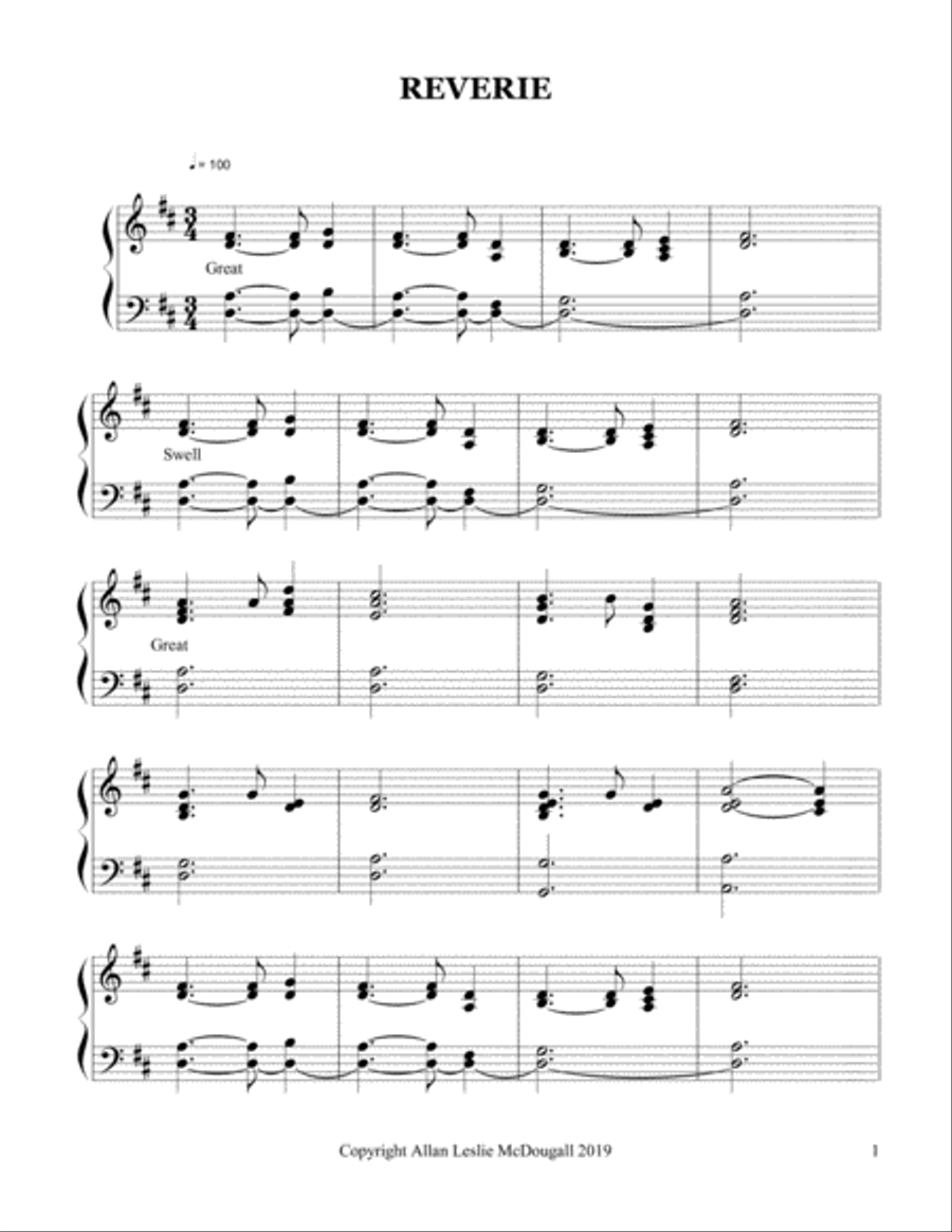 Reverie Organ Solo scores gallery preview page 1