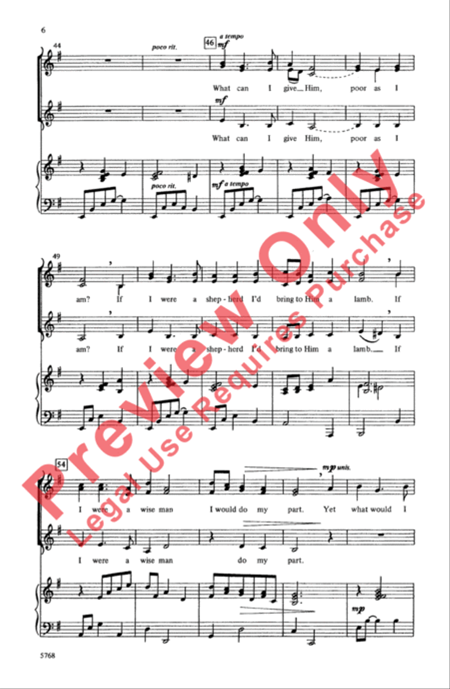 Winter Carol Women's Choir scores gallery preview page 6