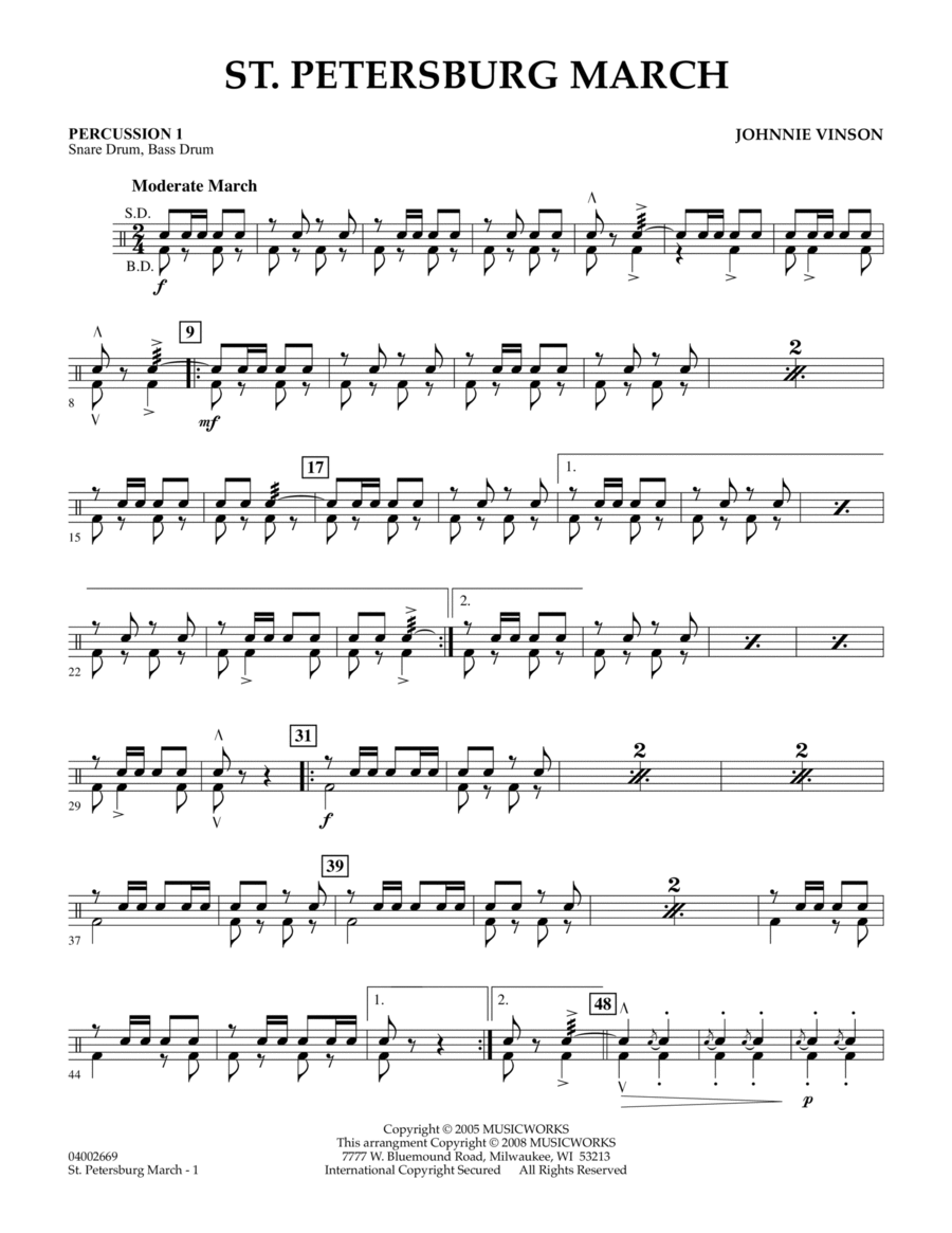 St. Petersburg March - Percussion 1 Concert Band scores gallery preview page 1