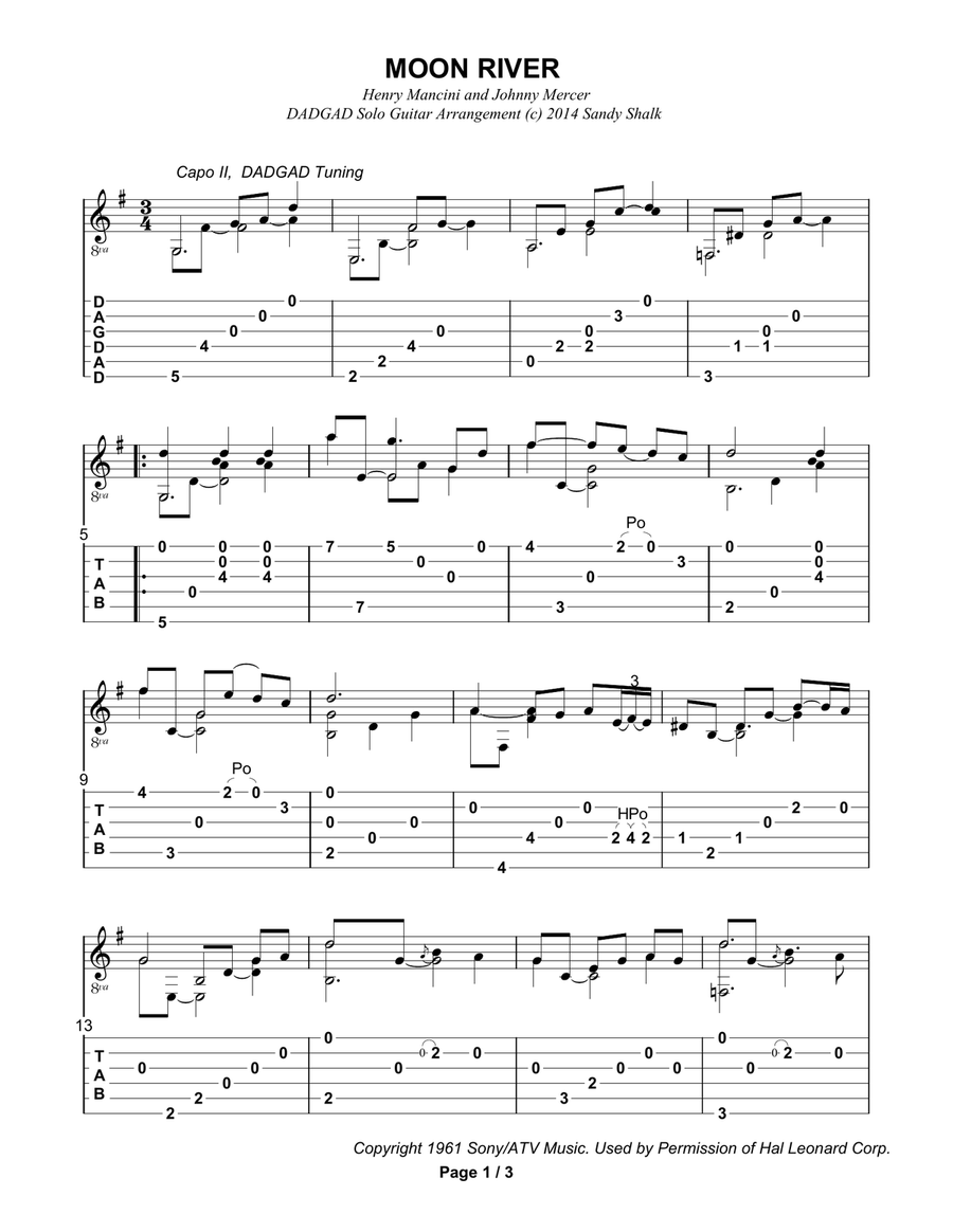 Moon River Moon River Electric Guitar scores gallery preview page 1