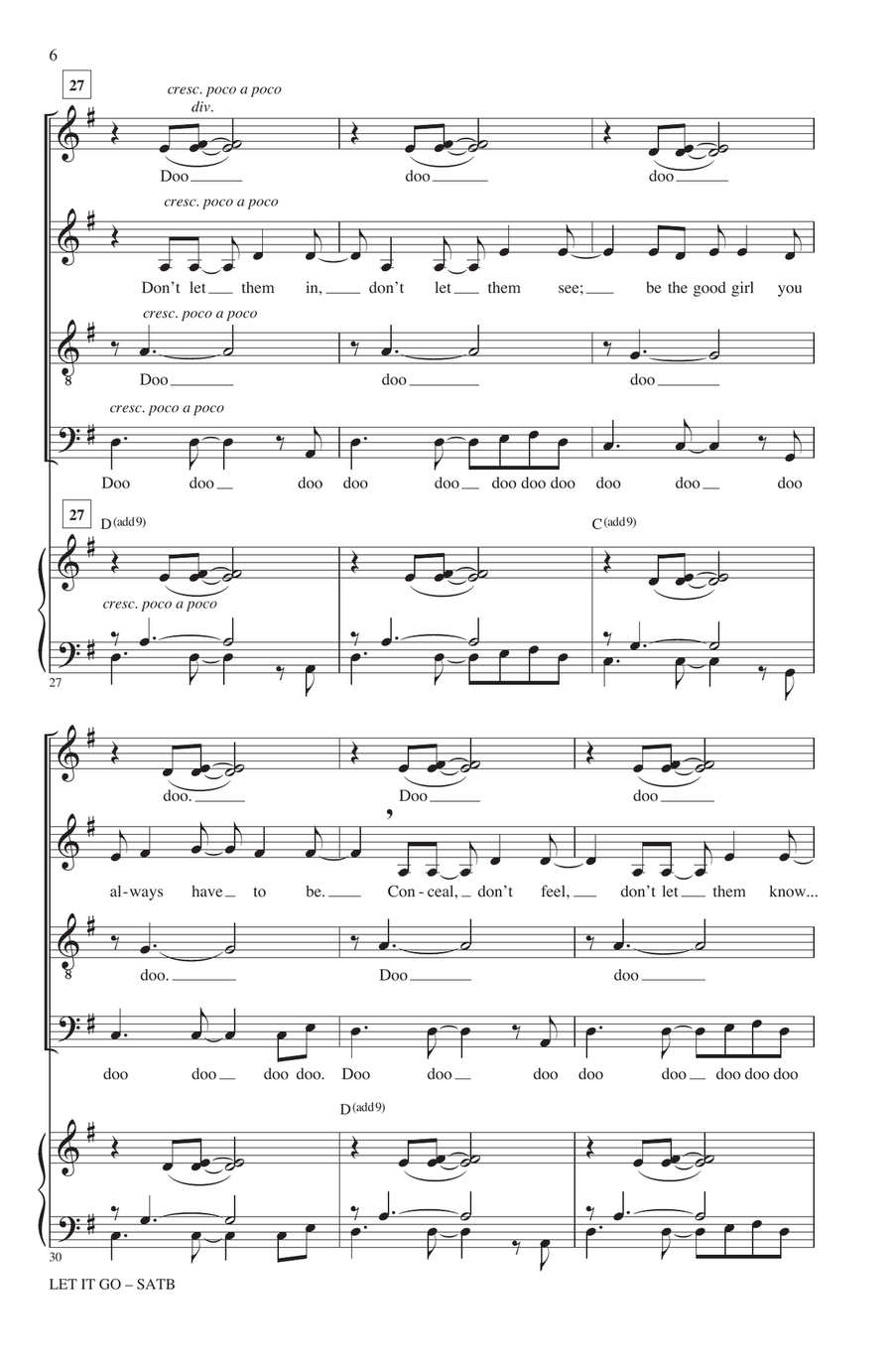 Let It Go (from Frozen) (arr. Roger Emerson) 4-Part scores gallery preview page 5