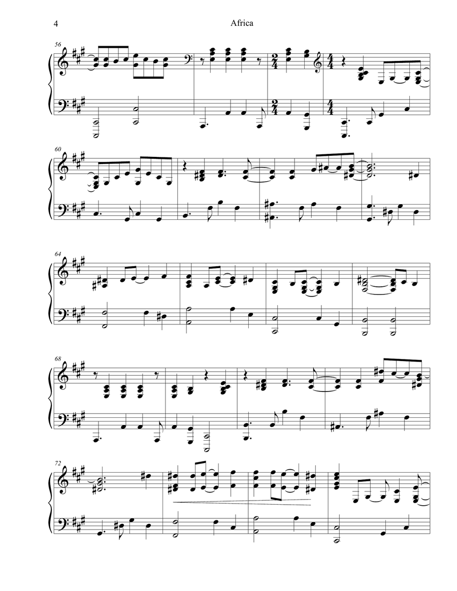 Africa Piano Solo scores gallery preview page 5