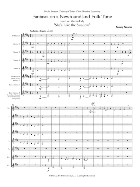 Fantasia on a Newfoundland Folk Song for Clarinet Choir