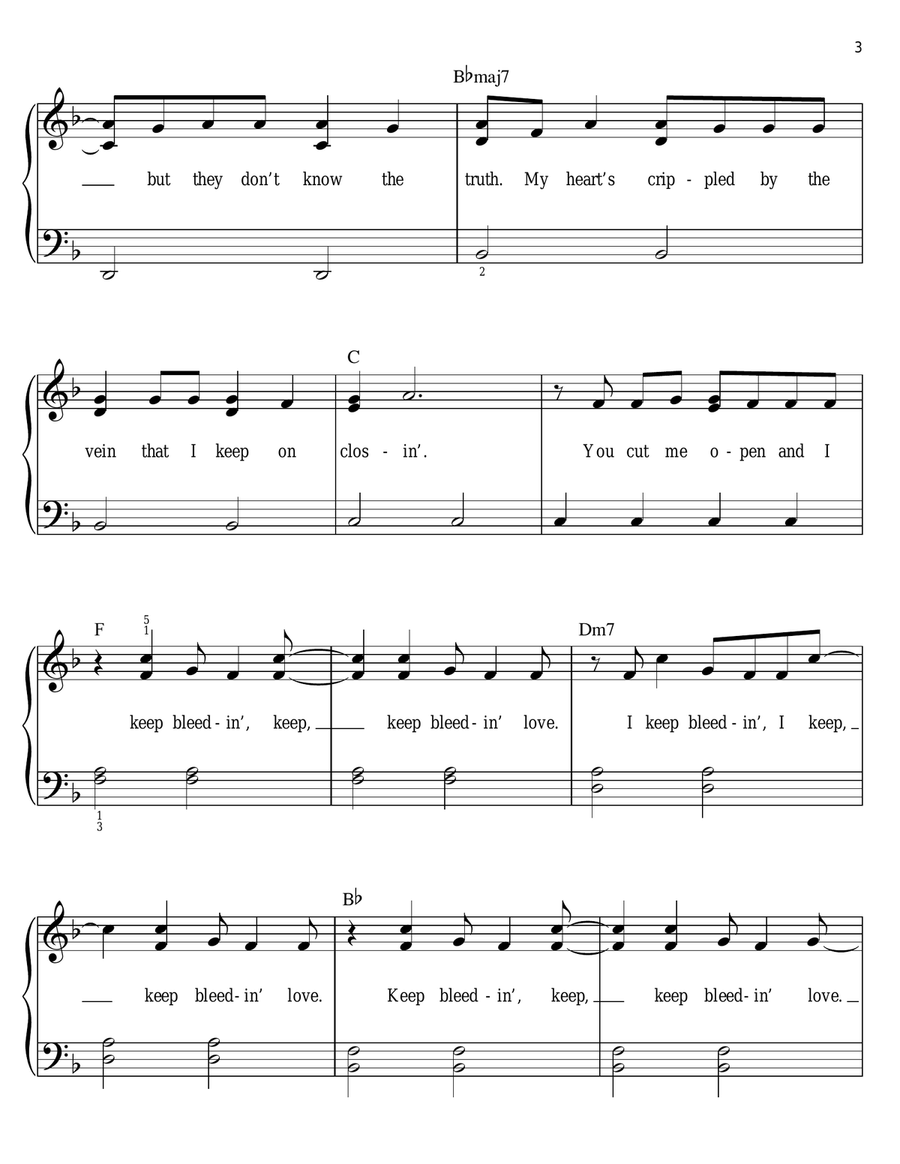 Bleeding Love Easy Piano scores gallery preview page 3