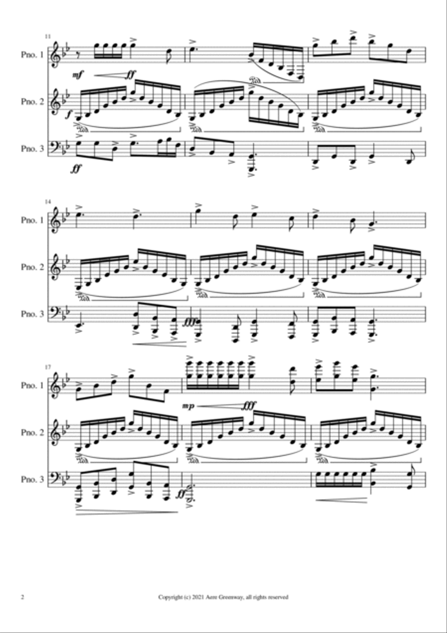 Scherzo # 1, for 3 Pianos Small Ensemble scores gallery preview page 3