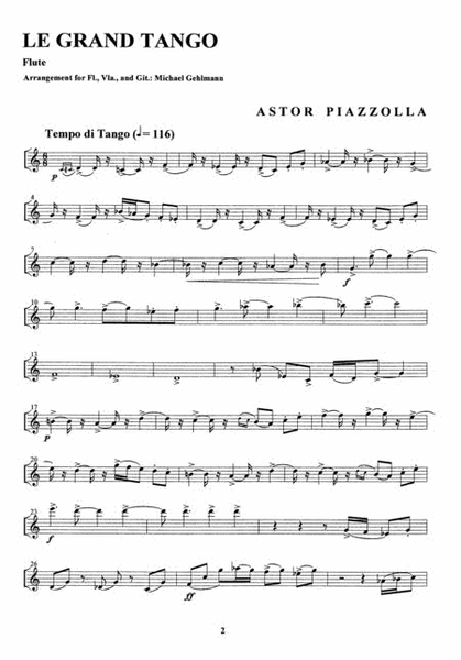 Le Grand Tango by Astor Piazzolla Flute - Sheet Music