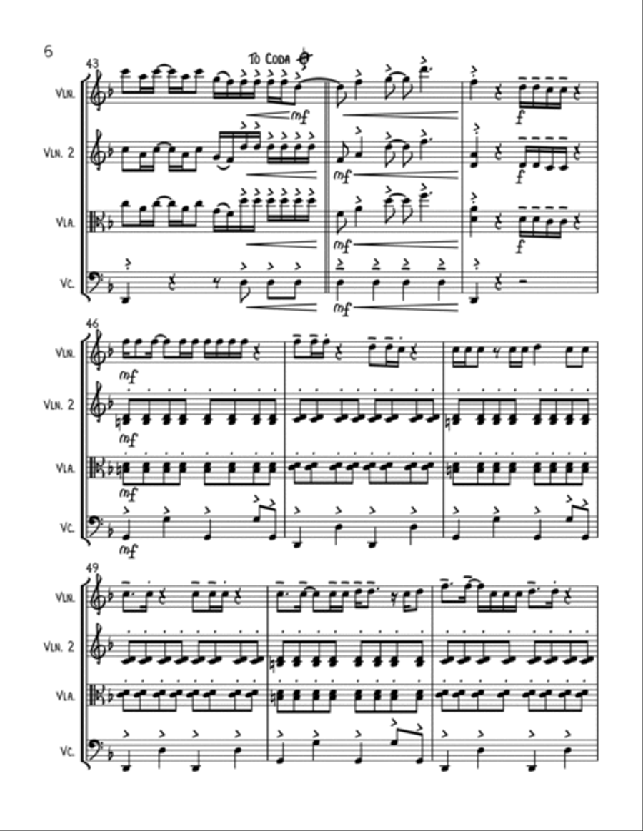 Uptown Funk String Trio scores gallery preview page 6