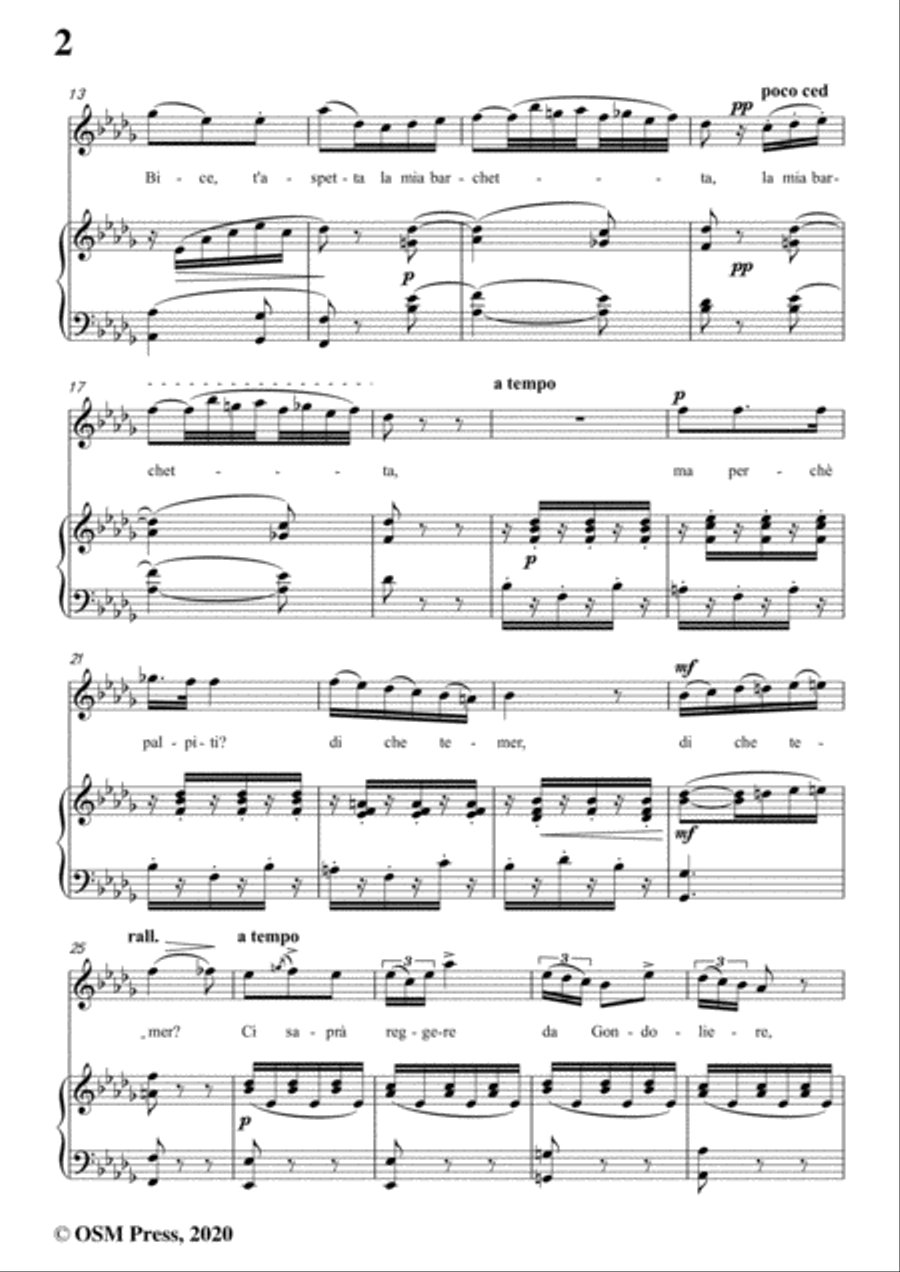 Donizetti-Sull'onda tremola,in D flat Major,for Voice and Piano Voice Solo scores gallery preview page 4