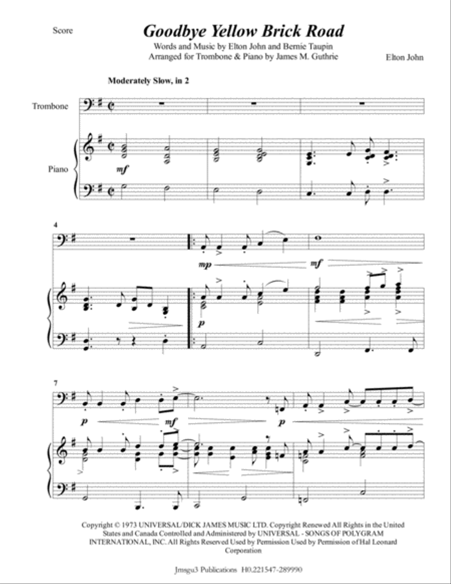 Goodbye Yellow Brick Road Piano scores gallery preview page 1