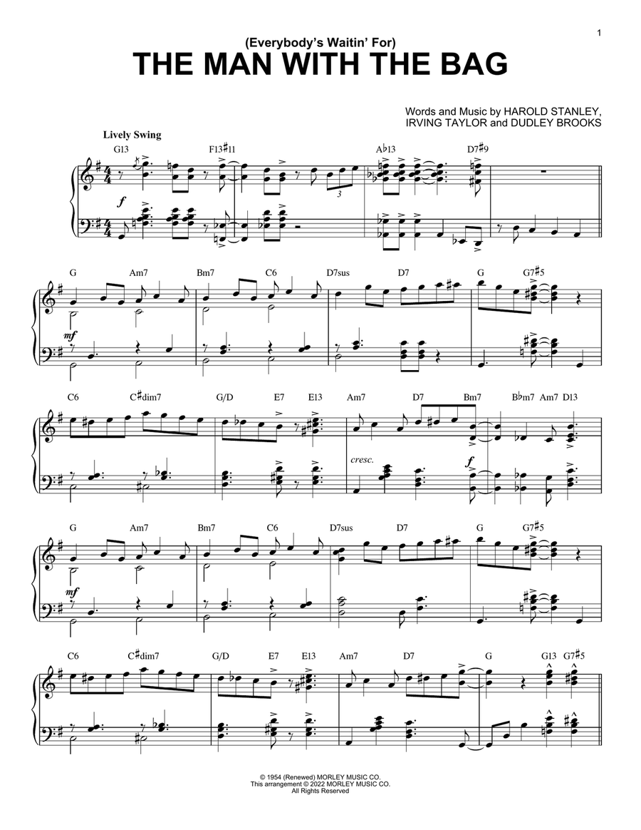 (Everybody's Waitin' For) The Man With The Bag [Jazz version] (arr. Brent Edstrom) Piano Solo scores gallery preview page 1