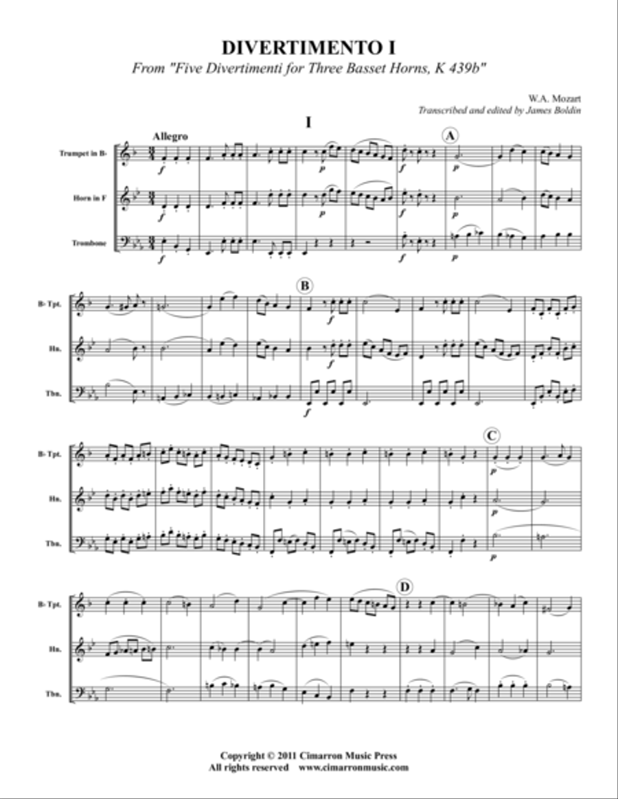Divertimento I Brass Trio scores gallery preview page 1