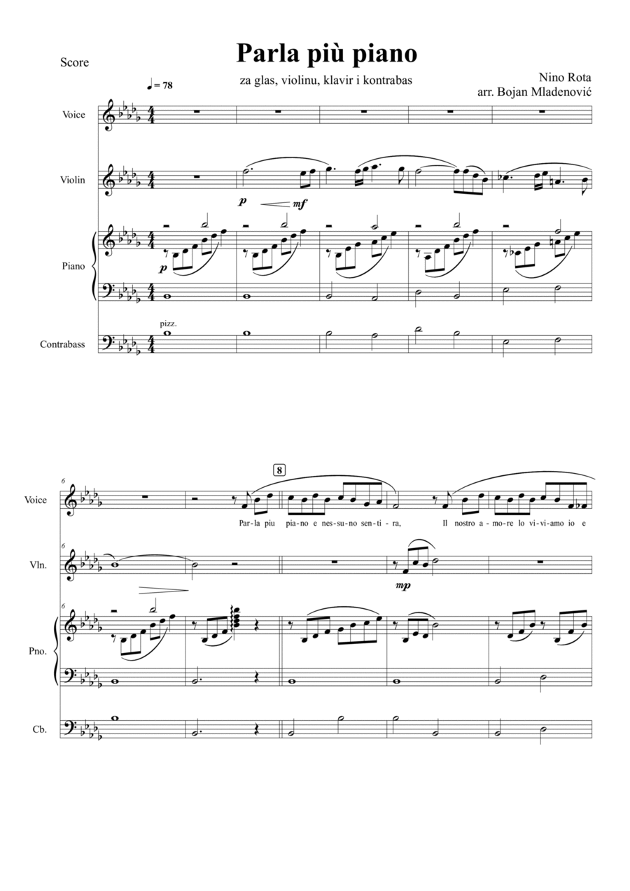 Parla Piu Piano Parla Piu Piano Double Bass scores gallery preview page 1