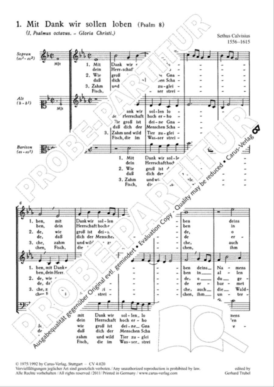 Calvisius: Tricinia. Psalmen und Motetten zu drei Stimmen Choir scores gallery preview page 6
