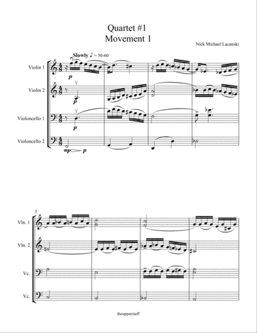 Quartet #1 Movement 1 Quartet #1 Movement 1 String Quartet scores gallery preview page 1