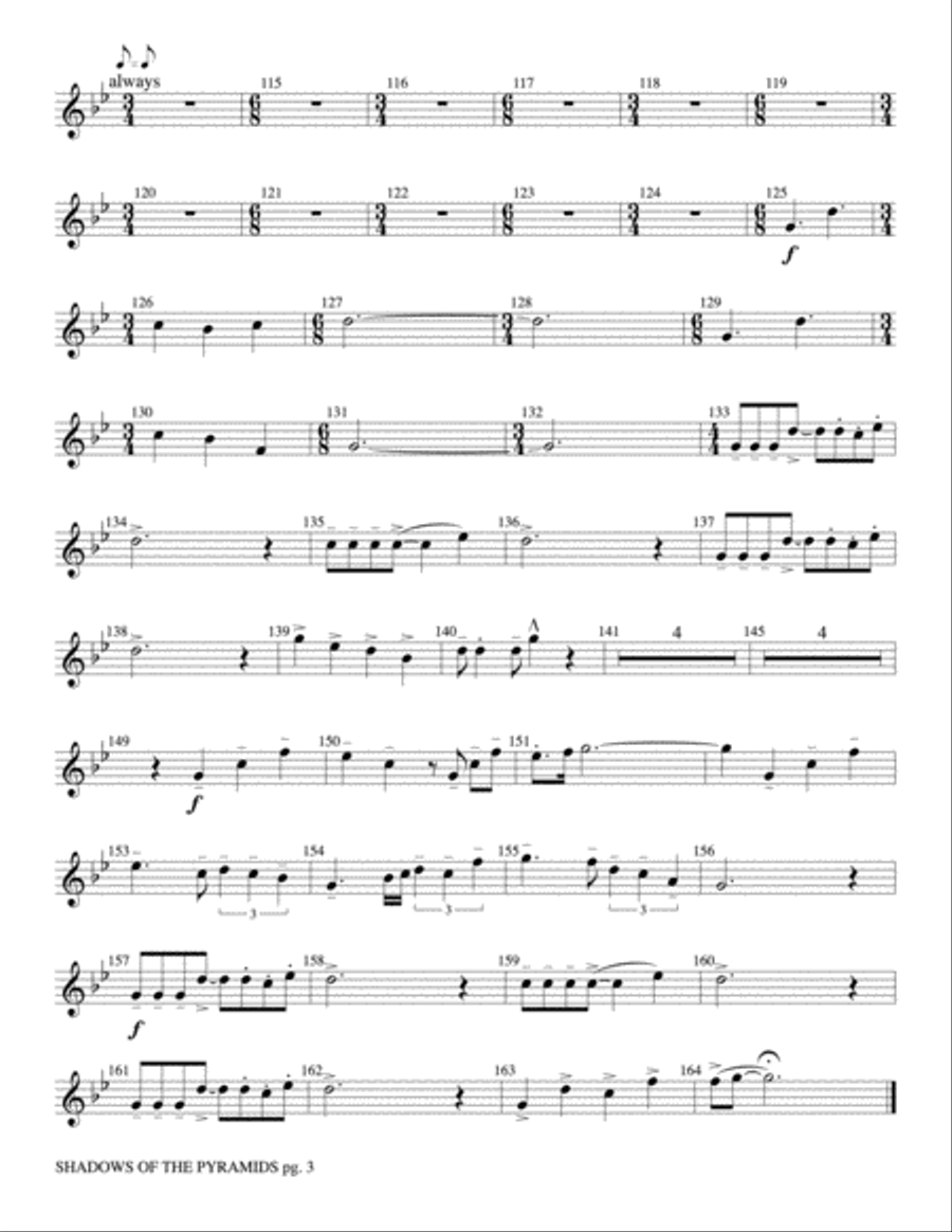 Shadows of the Pyramids: 1st F Horn Concert Band scores gallery preview page 3