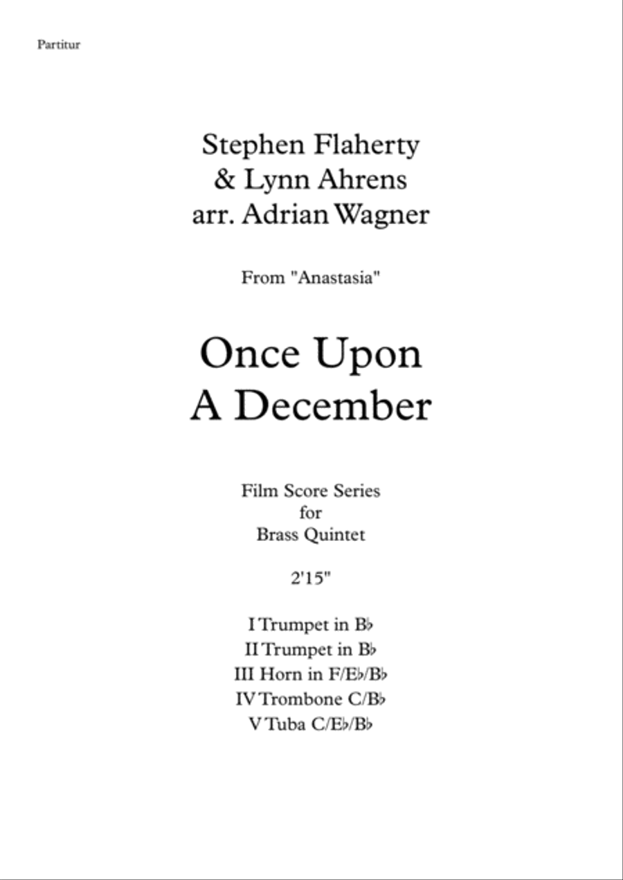 Once Upon A December from the Twentieth Century Fox Motion Picture ANASTASIA Brass Quintet scores gallery preview page 2