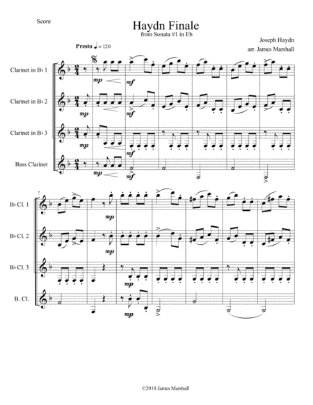 Haydn Finale from Sonata #1 in Eb for Clarinet Quartet image number null