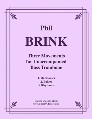 Book cover for Three Movements for Unaccompanied Bass Trombone
