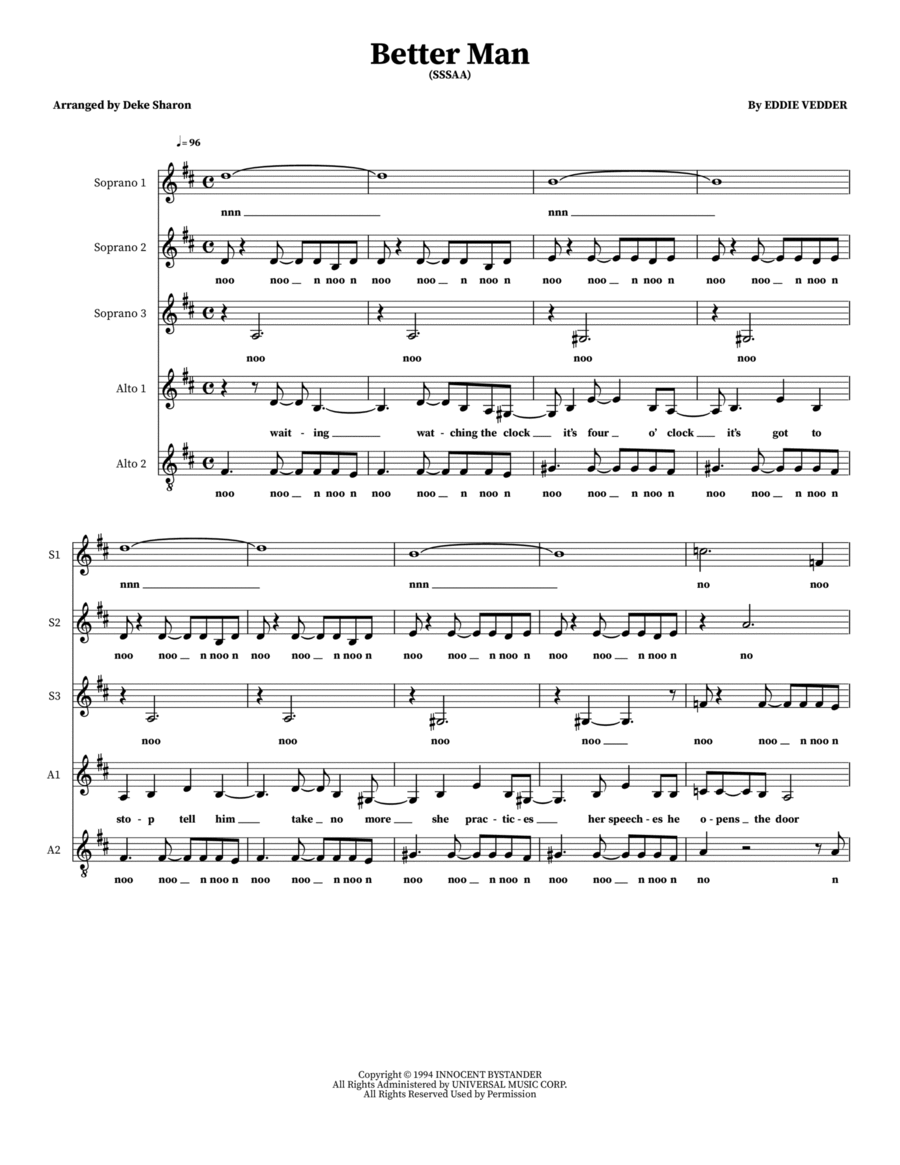 Better Man Choir scores gallery preview page 1