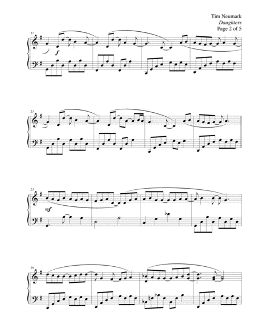 Daughters Piano Solo scores gallery preview page 2