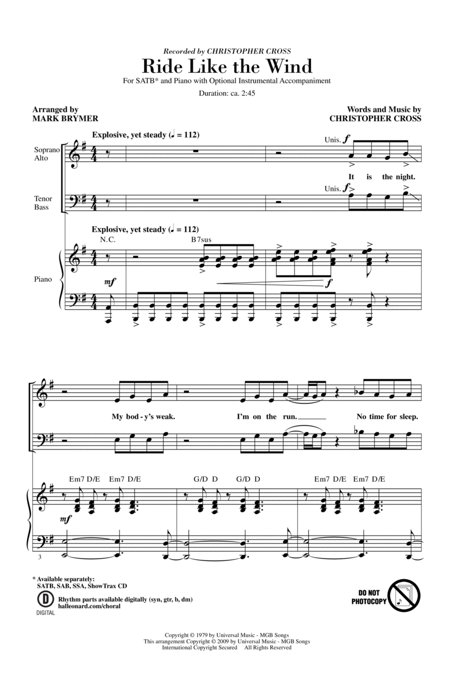 Ride Like The Wind 4-Part scores gallery preview page 1