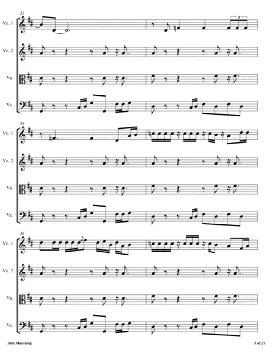 Ants Marching String Quartet scores gallery preview page 6