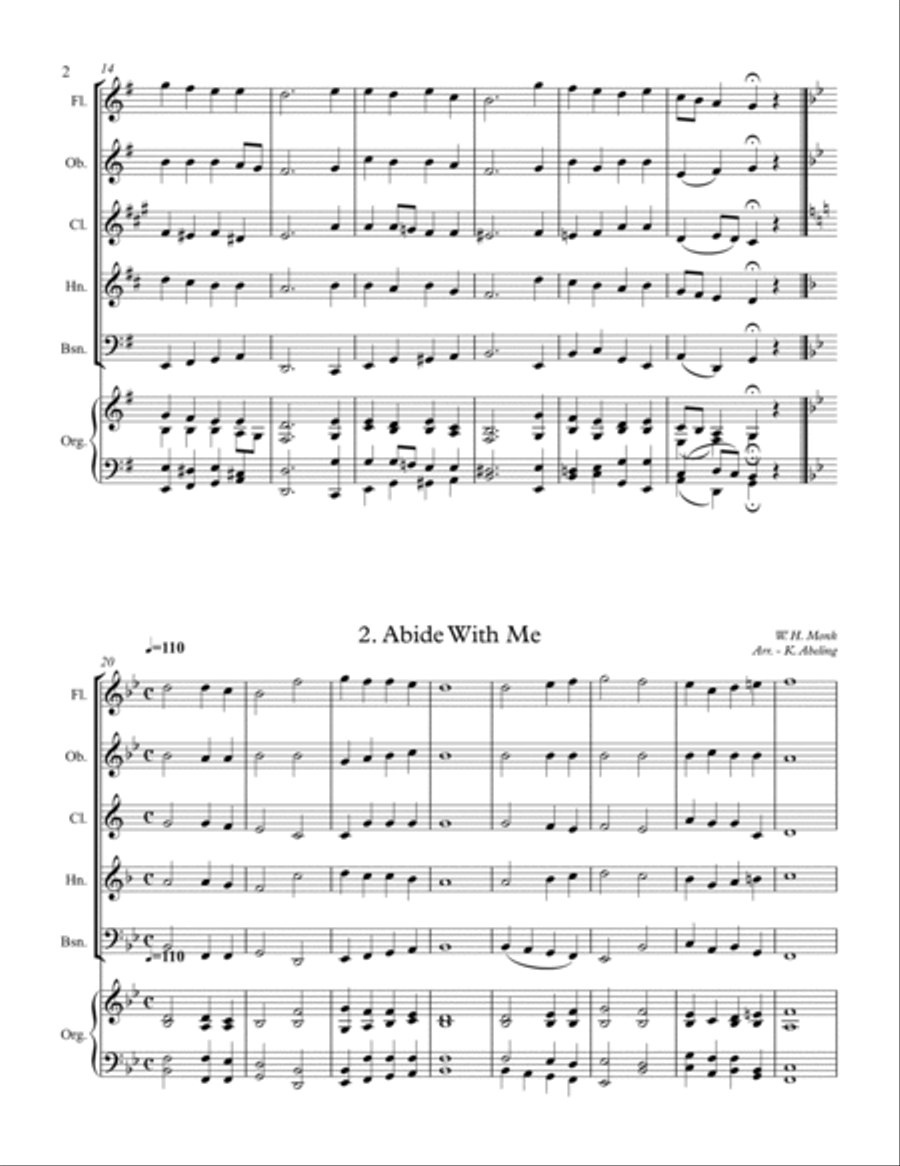 40 Beloved Christian Hymns Volume I (for Woodwind Quintet and optional Organ) Woodwind Quintet scores gallery preview page 3