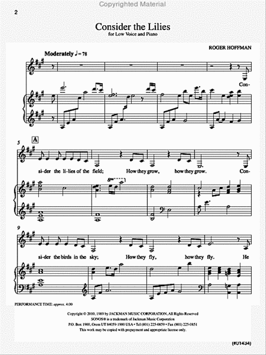 Consider the Lilies - Vocal Solo - Low Voice Solo scores gallery preview page 2
