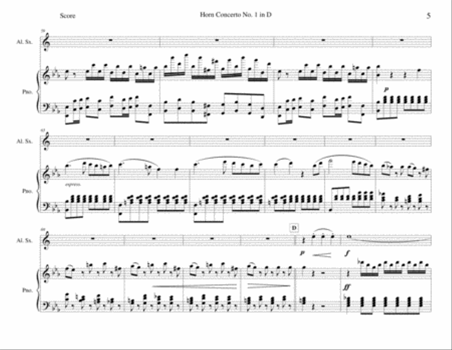 Horn Concerto No. 1 in D - K 412 Alto Saxophone scores gallery preview page 5