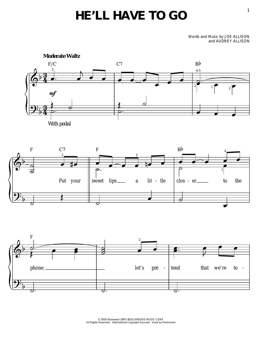 He'll Have To Go Easy Piano scores gallery preview page 1