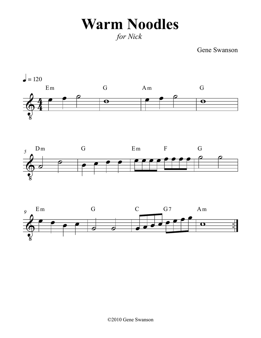 Warm Noodles - Play Along! Piano scores gallery preview page 1
