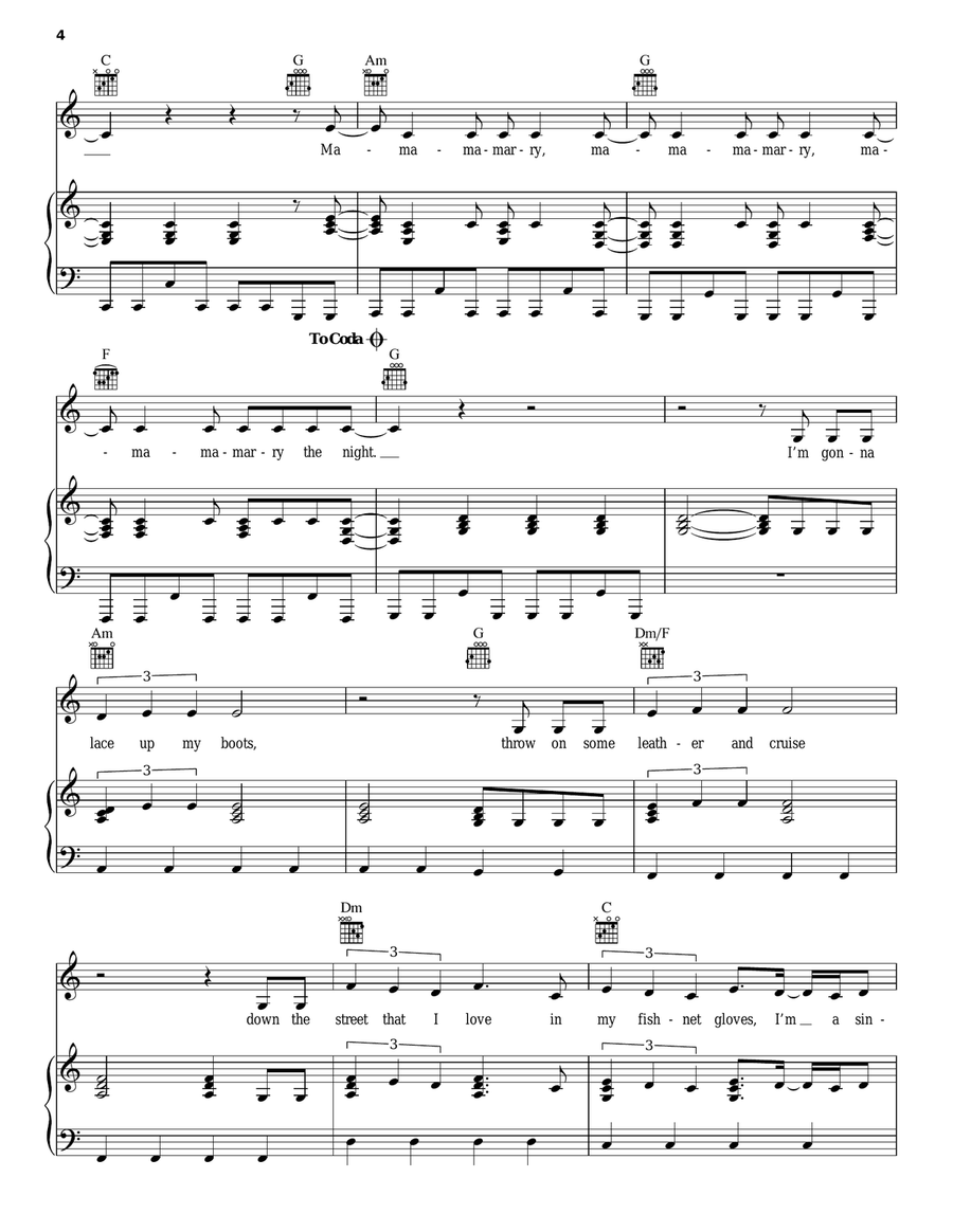 Marry The Night Piano, Vocal, Guitar scores gallery preview page 4
